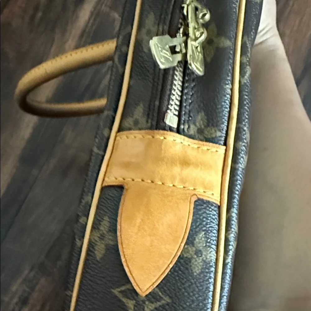 Louis Vuitton Monogram Canvas Briefcase with Tan Leather Trim